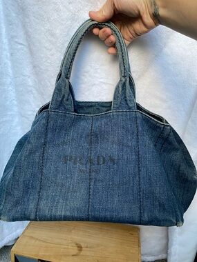 Prada Denim Tote in Dark Blue